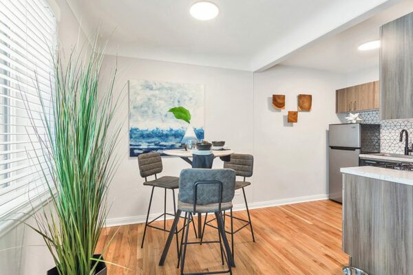 kitchen nook with breakfast table and clean decor