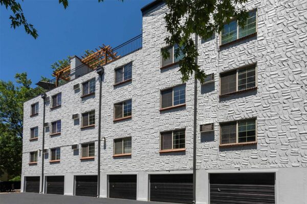 Exterior view of the garages at 1360 Williams.