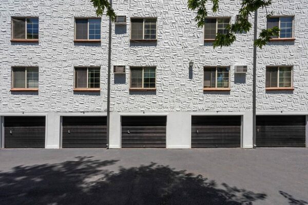 Exterior view of the garages at 1360 Williams.