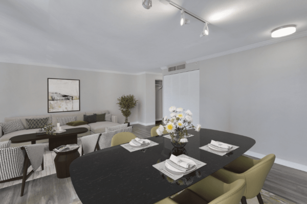 living room with dining table