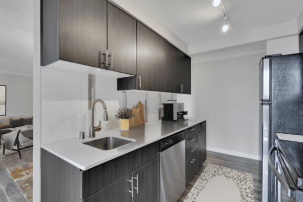 kitchen with dark wood cabinets and stainless steel appliances