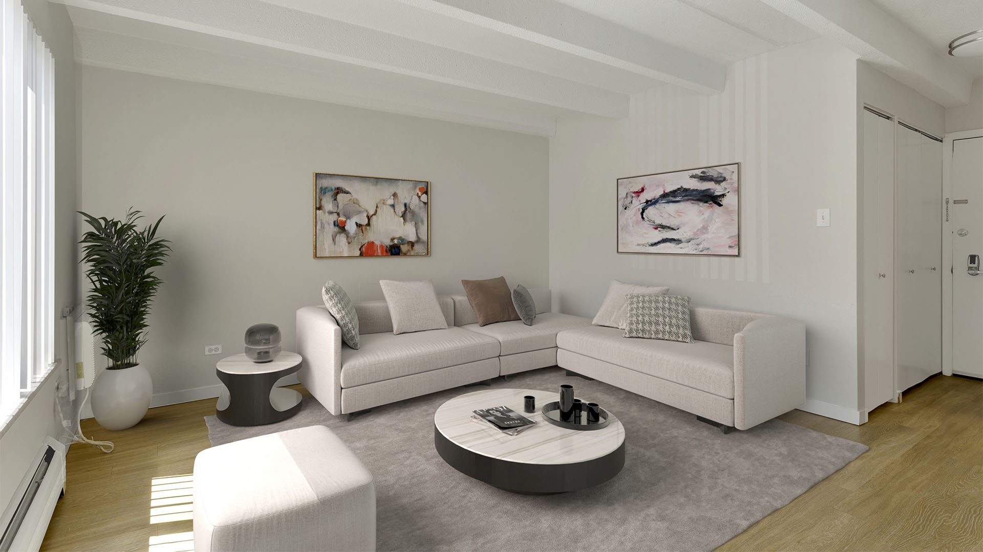 Image of furnished living room with natural light