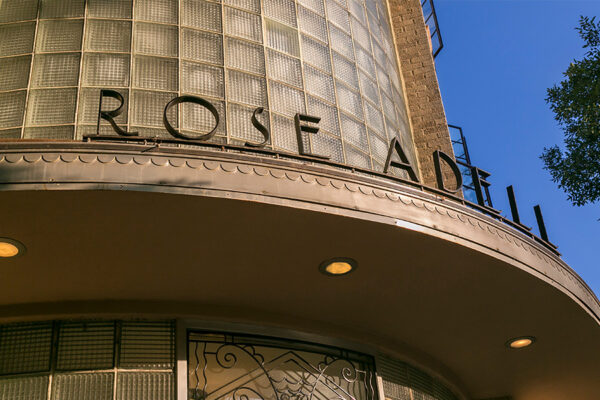 970 Penn apartment entrance with Rose Adell sign above door.
