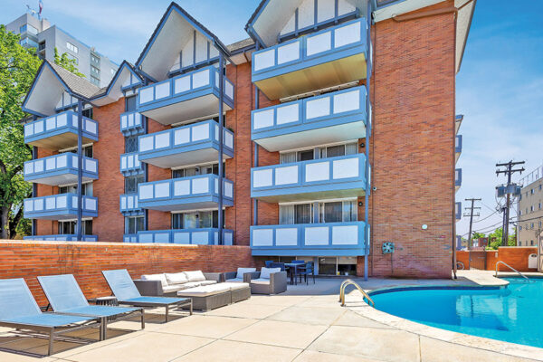Outdoor pool with views.