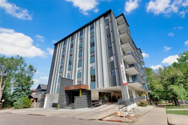 Liv on Steele apartment exterior with modern architecture and large balconies.