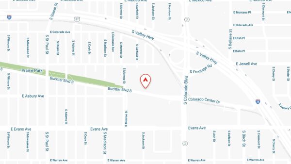 Static map showing the location of Colorado Station Apartments in Denver, CO