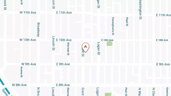 Map showing location of the Novelist apartments on Grant Street.