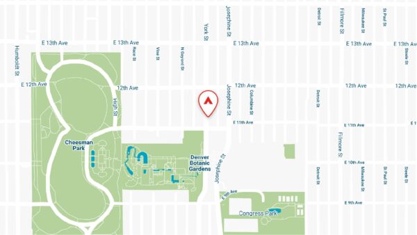 Static map showing the location of 1120 & 1136 York apartments in Denver, CO