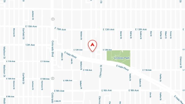 Static map showing the location of 1190 Birch apartments in Denver, CO