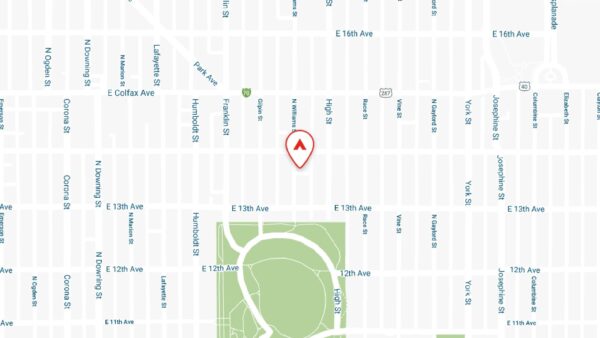 Static map showing the location of 1360 Williams apartments in Denver, CO