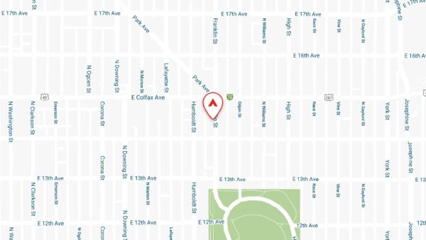 Static map showing the location of 1435 Franklin apartments in Denver, CO