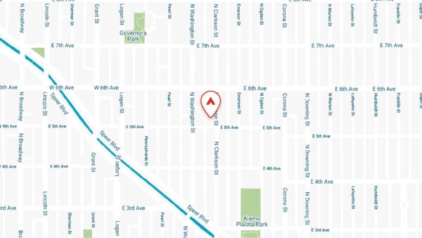 Static map showing the location of 515 Clarkson apartments in Denver, CO