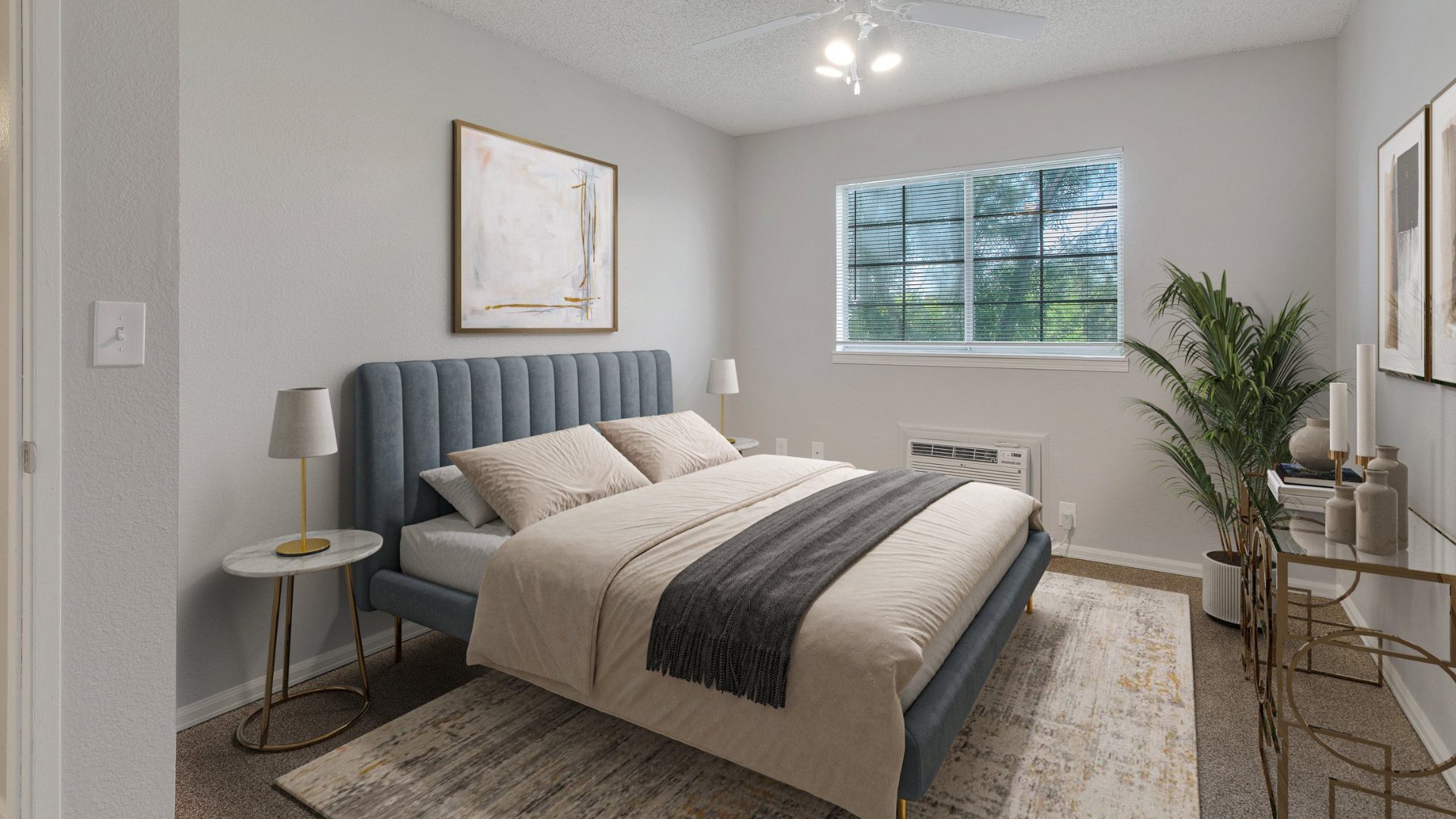 bedroom with large bed and window