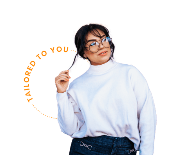 girl with glasses playing with hair