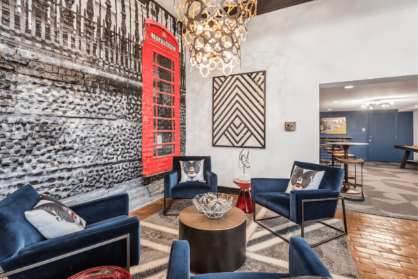 trendy apartment building lobby