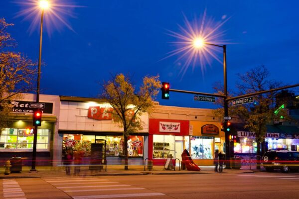 Photo of South Broadway after dark