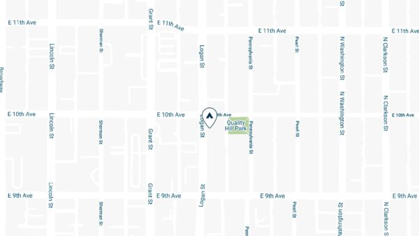 Map showing location of Story apartments on Logan street in Denver.