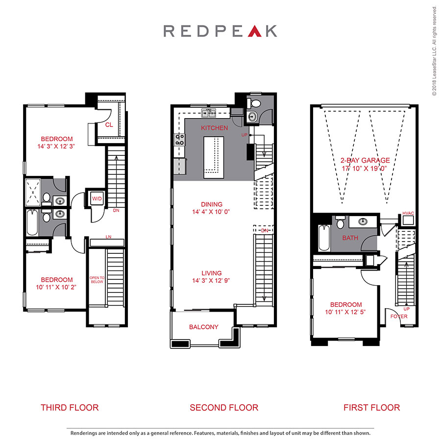 Rendering of the Plan 3 floor plan with 3 bedroom[s] and 3.5 bathroom[s] at Platt Park Townhomes